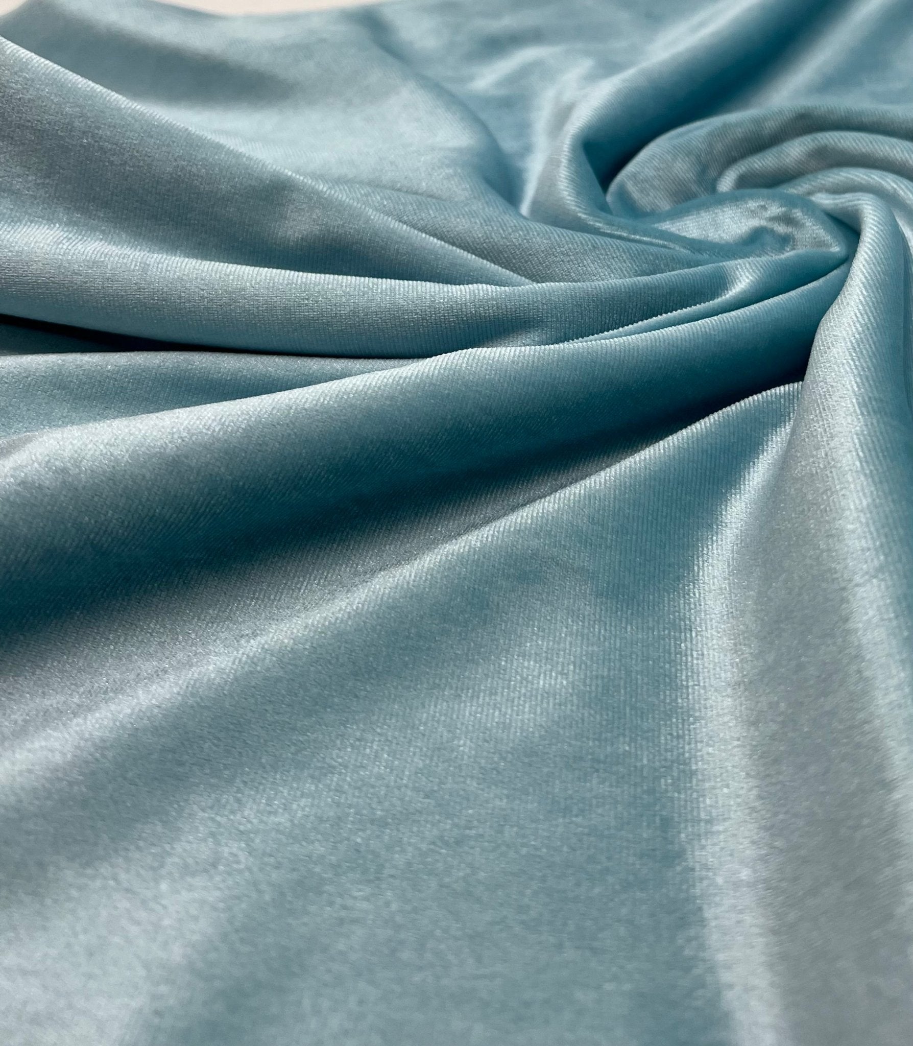 Mint Green Plain Velour Spandex Stretch Fabric - T9 Fabrics